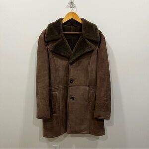 Vintage Shearling Coat Men SIZE 42 Brown Winnipeg Leather Canada